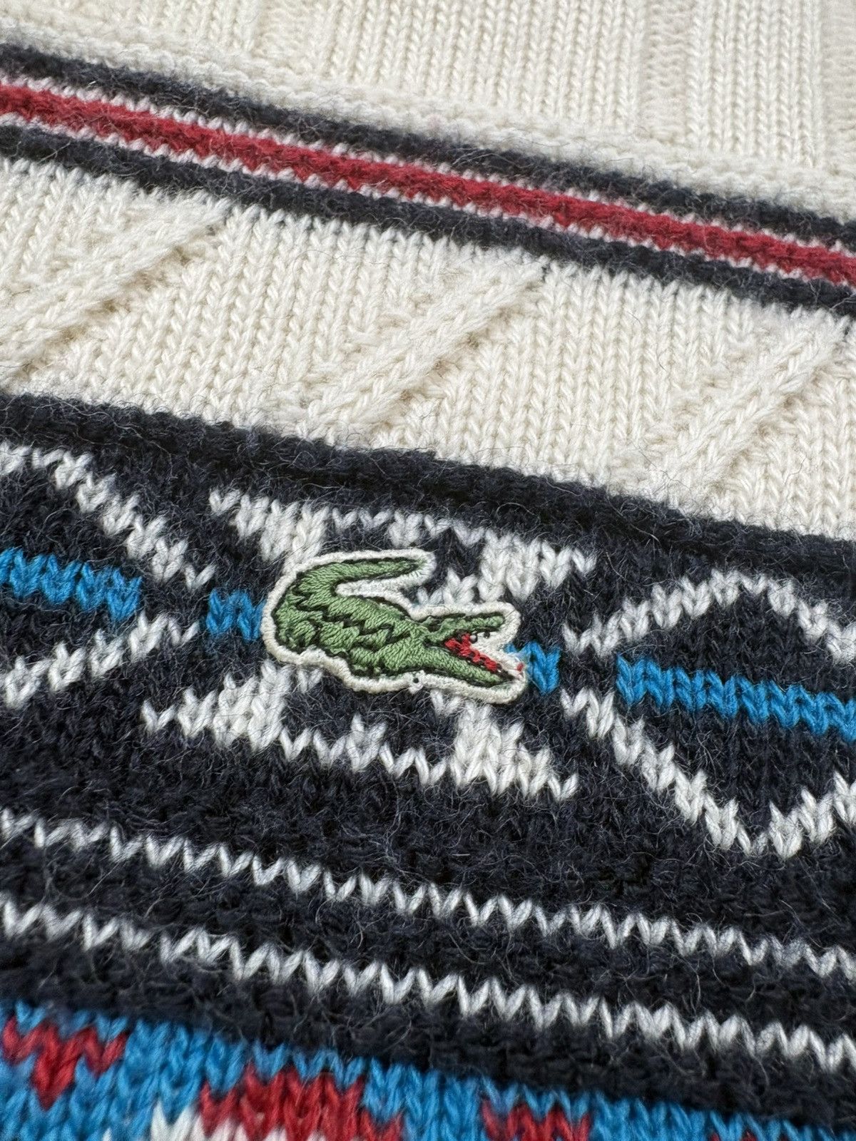 Lacoste Lacoste Vintage Wool Blend Nordic Knit Sweater Aztec Patern Size US XL / EU 56 / 4 - 7 Thumbnail