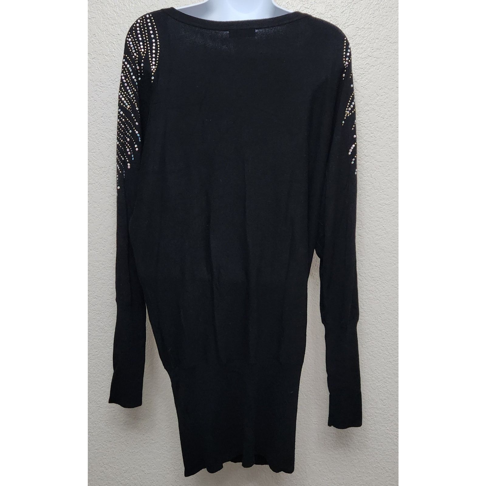 Other Venus Black Rhinestones Long Sleeve Sweater Dress Medium Size M / US 6-8 / IT 42-44 - 3 Thumbnail