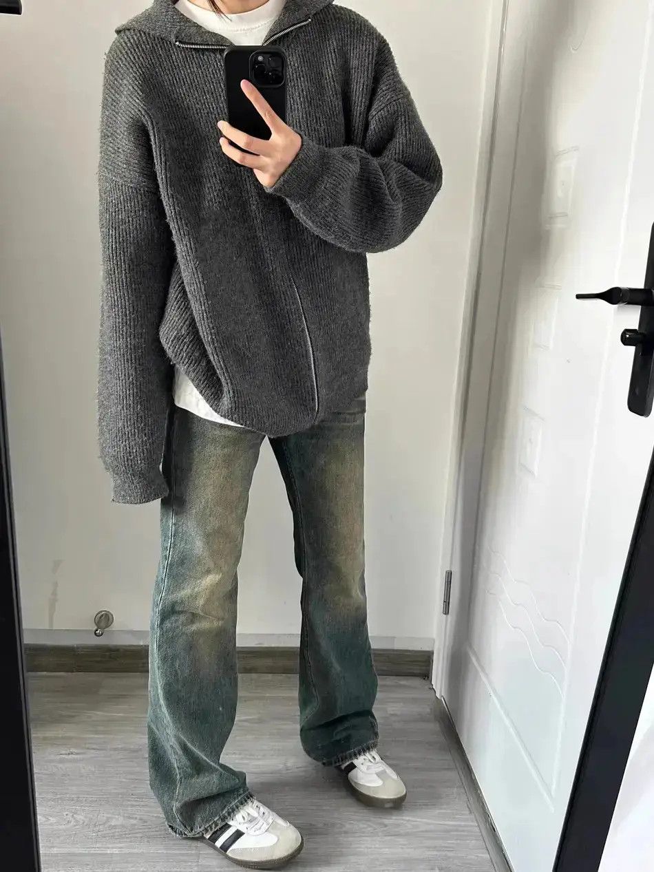 Japanese Brand Retro loose fitting straight leg micro flared jeans Size US 30 / EU 46 - 3 Thumbnail