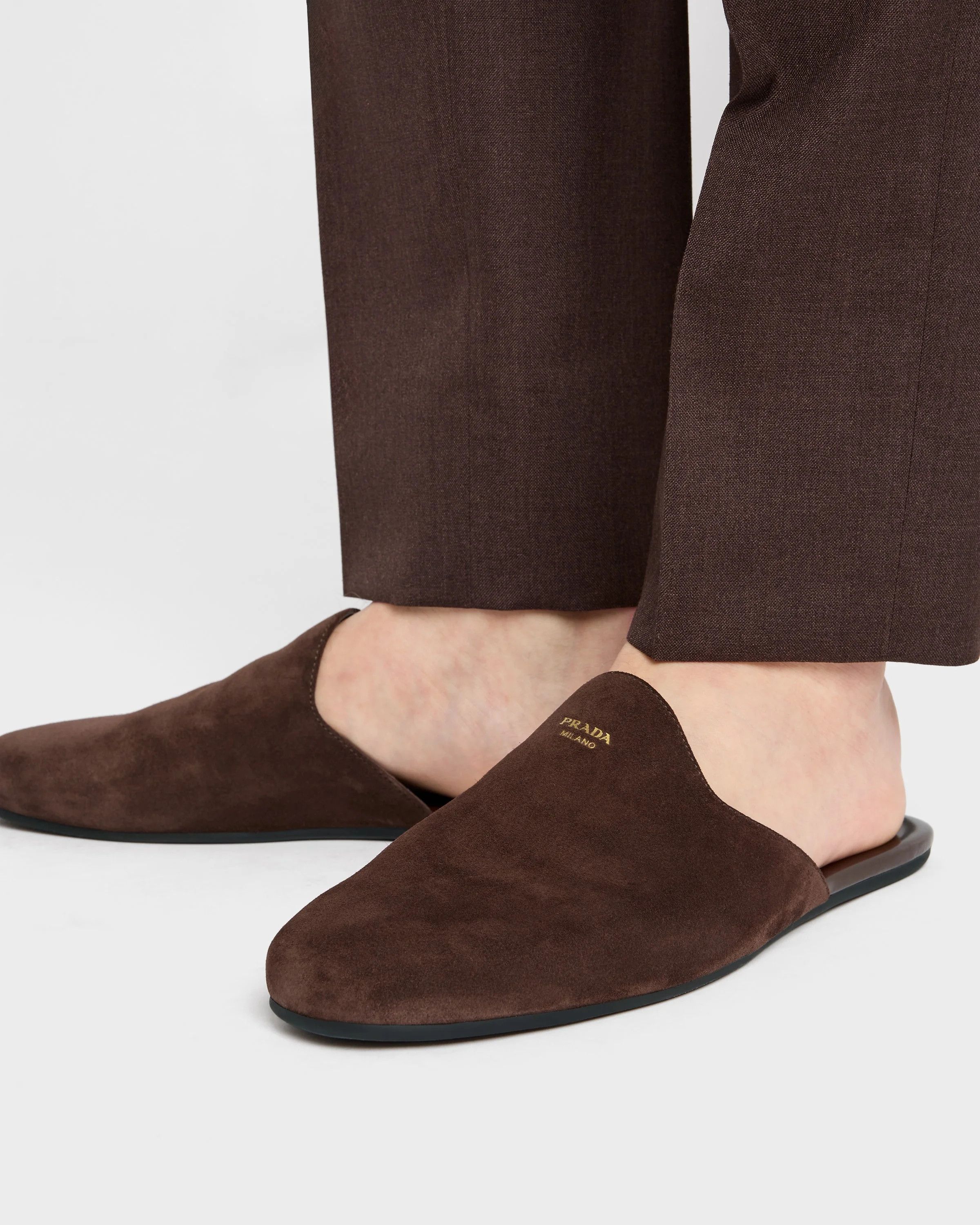 Prada o1srvl11e0226 Suede Slippers in Brown Size US 11 / EU 44 - 3 Thumbnail