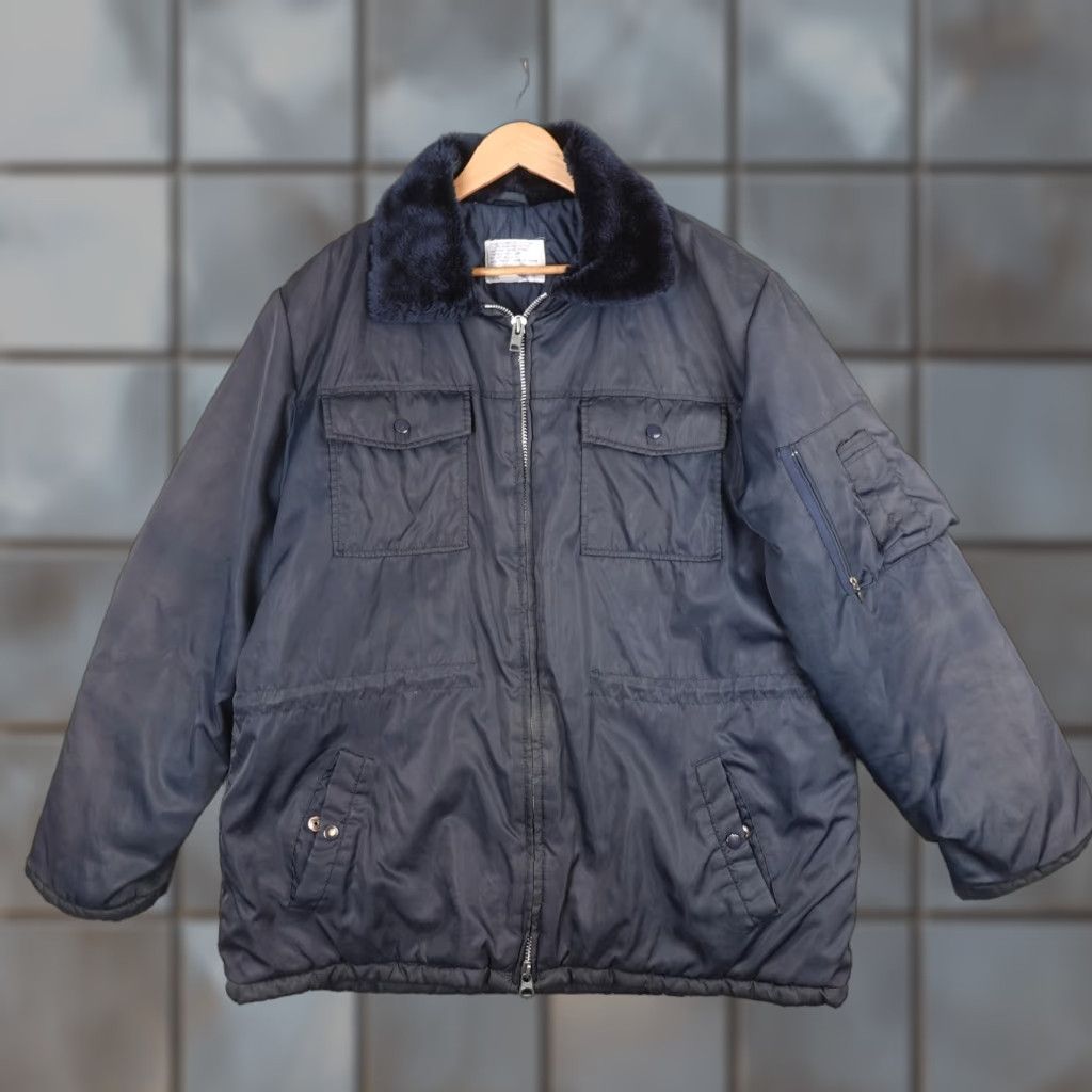 Sears VINTAGE Sears Bomber Jacket Mens XLTall Navy Fur Trim Full Zip 80s Outdoor Workwear Size US XL / EU 56 / 4 - 1 Thumbnail