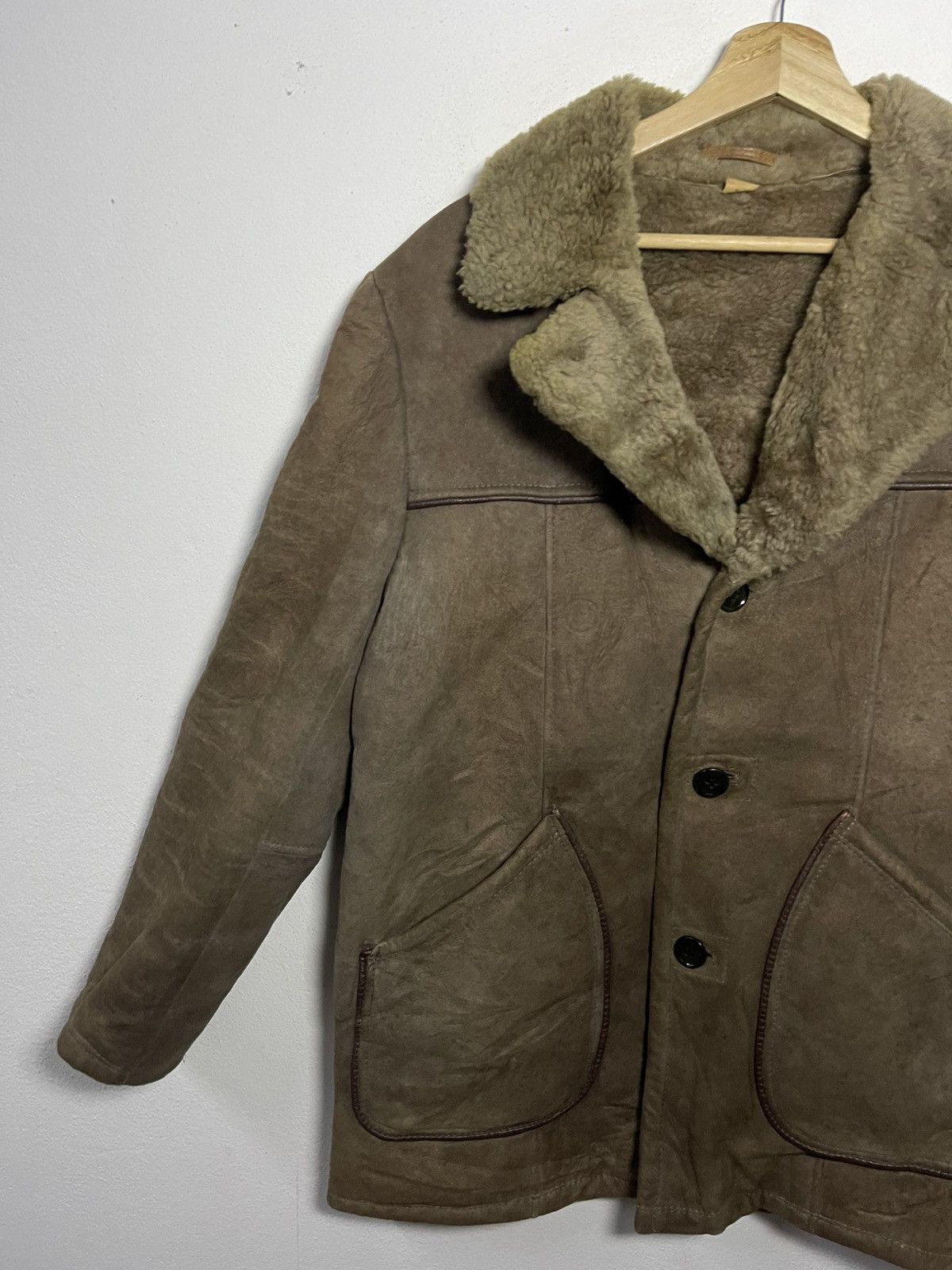 Vintage Vintage Brown Suede Genuine Sheepskin Shearling Rancher Coat Size US L / EU 52-54 / 3 - 3 Thumbnail