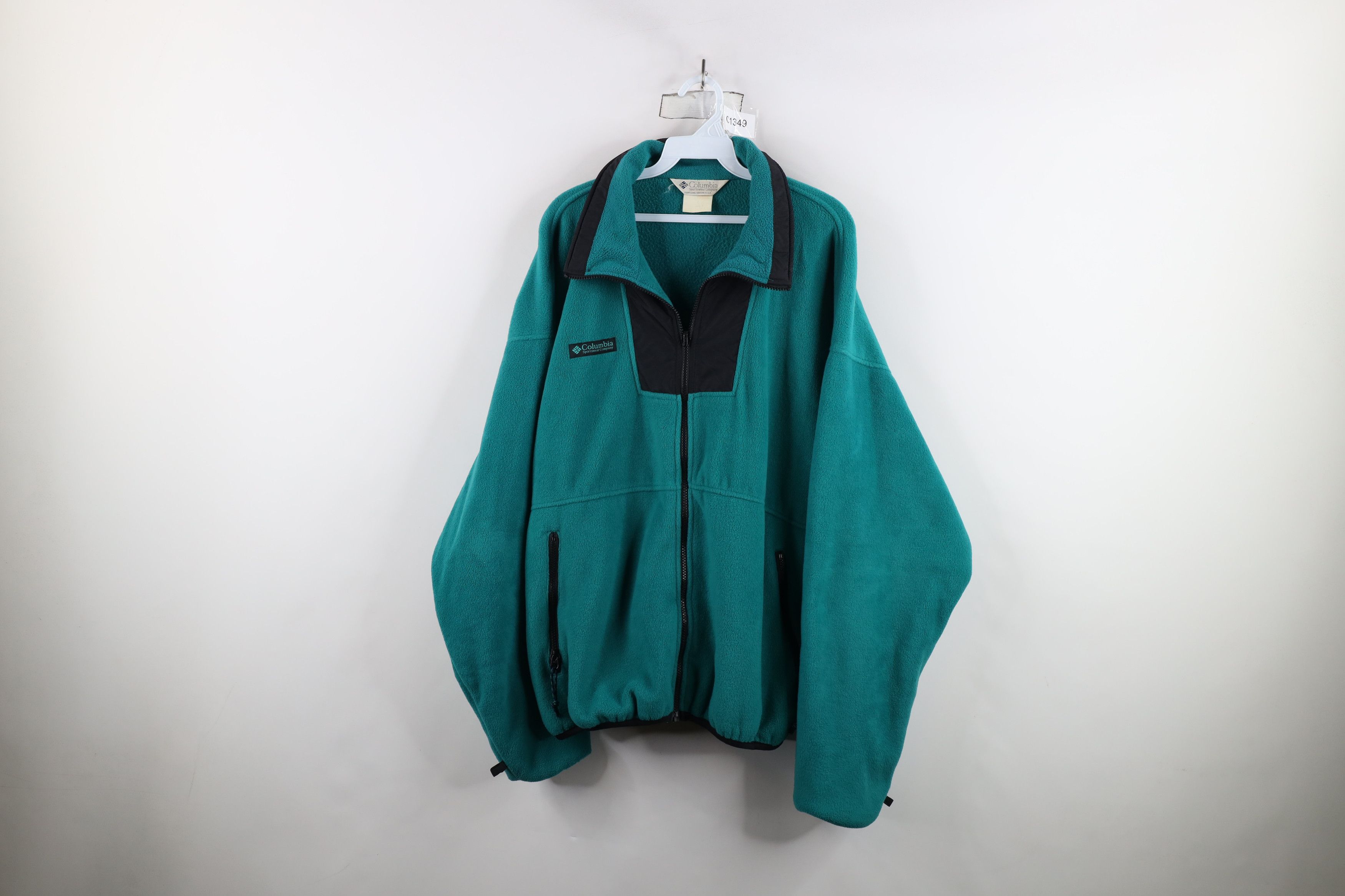 Columbia × Vintage Vintage 90s Columbia Box Logo Full Zip Fleece Jacket Teal Size US L / EU 52-54 / 3 - 1 Thumbnail