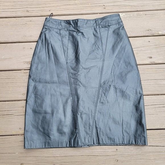 Vintage Vintage 90s y2k Bratz Black Leather High Waisted Midi Length Size 32" / US 10 / IT 46 - 2 Thumbnail