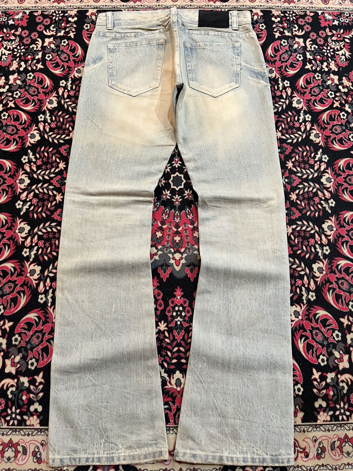 If Six Was Nine Japanese Brand La Gate Acid Blue Whisker Ripped Flare Jeans Size US 31 - 2 Thumbnail