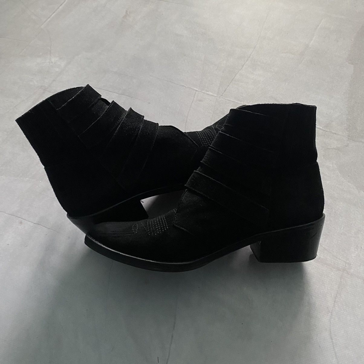 Japanese Brand Japan Toga Pulla Black Suede Four Buckle Western Boots Y2K Size US 8 / IT 38 - 3 Thumbnail