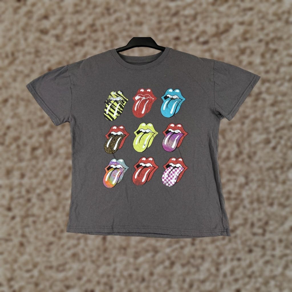 Vintage Rolling Stones Shirt Womens Medium Gray Crew Neck Short Sleeve 100% Cotton Music Rock Size M / US 6-8 / IT 42-44 - 1 Thumbnail