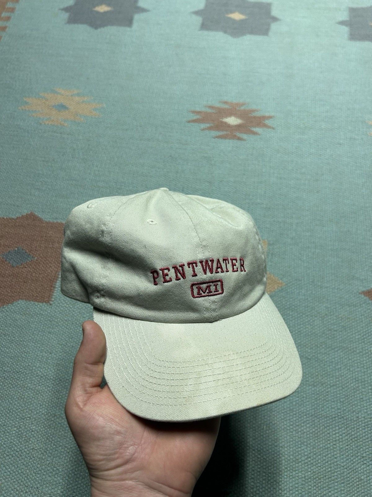 Vintage Vintage strapback hat Pentwater Michigan beige destination Size ONE SIZE - 1 Thumbnail