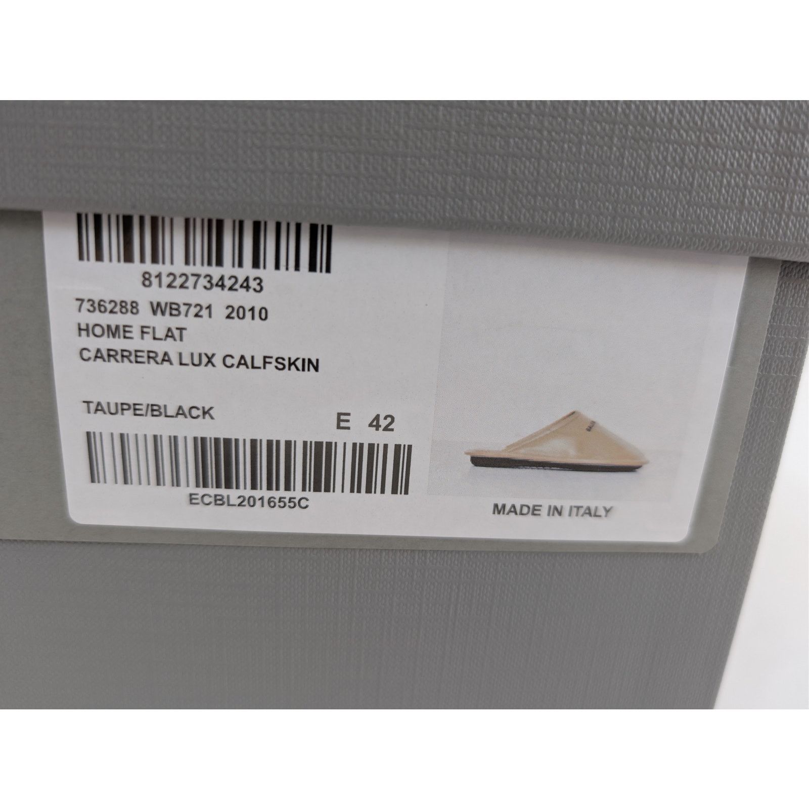 Balenciaga o1rshd1 Carrera Lux Calfskin Home Flat Slipper Taupe/Black Size US 9 / EU 42 - 19 Thumbnail