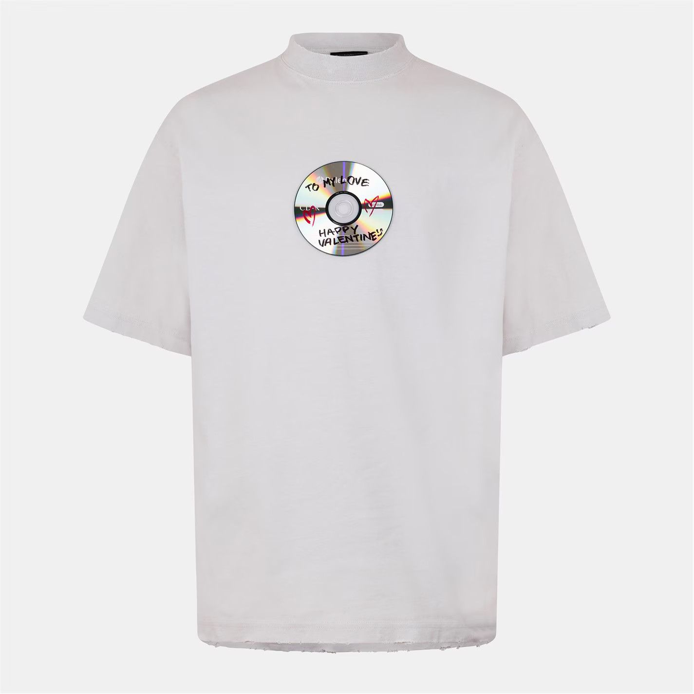 Balenciaga o1g2r1mq0226 Happy Valentines T-Shirt In Off White Size US XXS / EU 40 - 1 Thumbnail