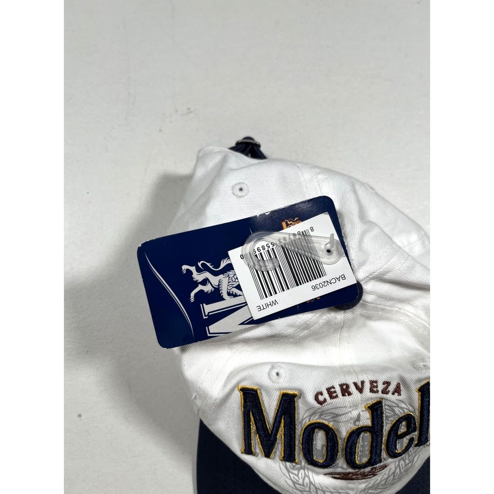 Logo 7 Modelo Hat Cap Strap Back Mens One Size White Navy Twill Baseball Beer Logo Size ONE SIZE - 2 Thumbnail