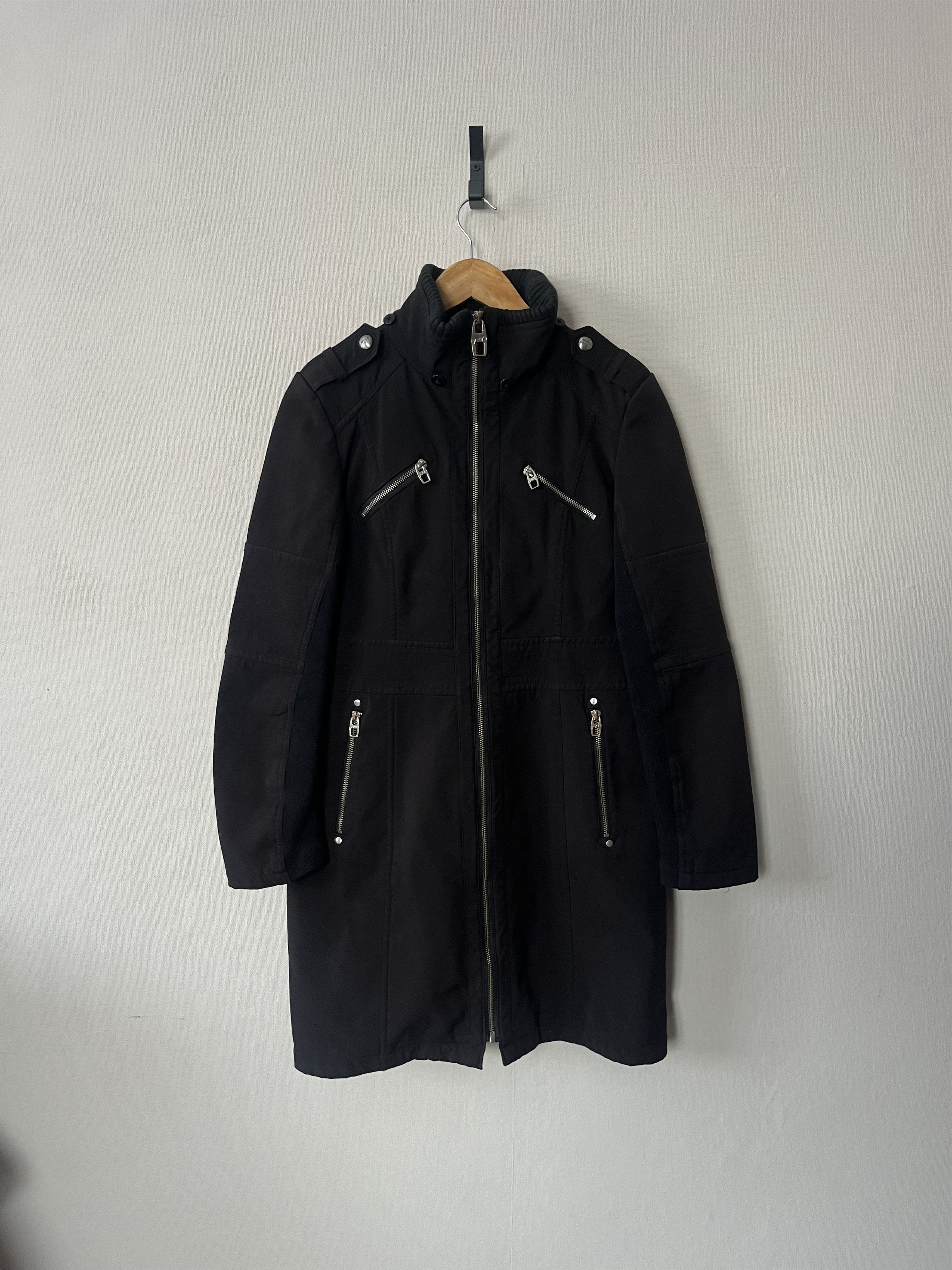Miss Sixty M60 Miss Sixty Women's Black Coat Zip Pocket Jacket Long Size S / US 4 / IT 40 - 2 Thumbnail