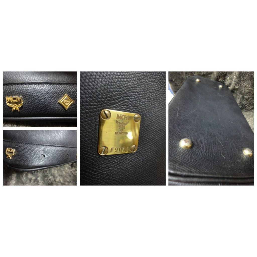 MCM Vintage MCM black bolide style bag with gold tone studs Size ONE SIZE - 3 Thumbnail