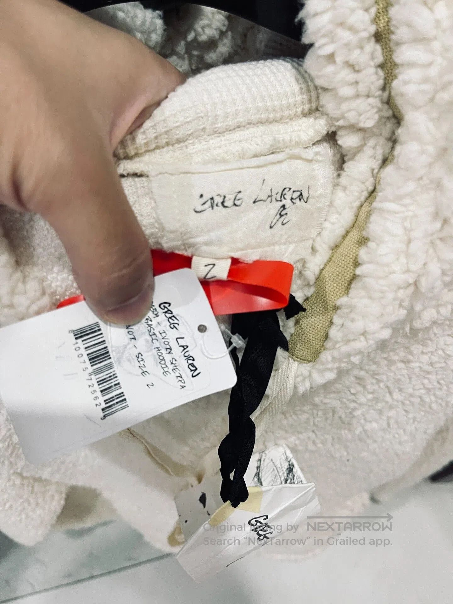 Greg Lauren GREG LAUREN Ivory Hooded Sweatshirt. Size US M / EU 48-50 / 2 - 4 Thumbnail