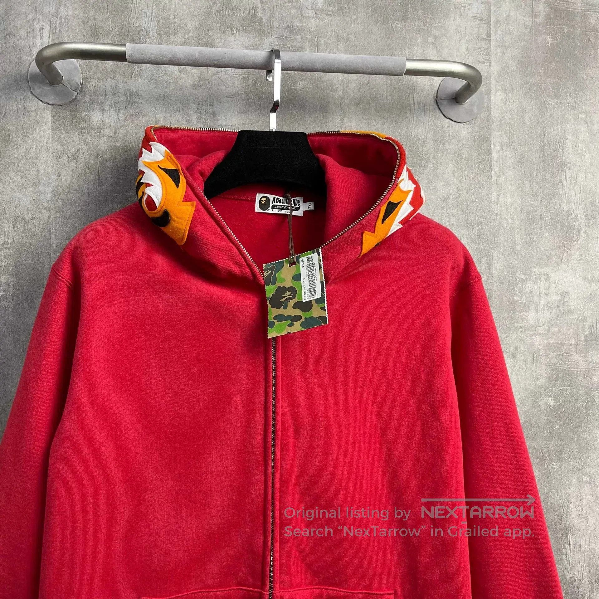 Bape Bape Red Embroidered Tiger Zip Hoodie. Size US XXL / EU 58 / 5 - 2 Thumbnail