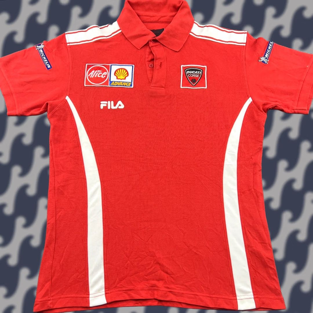 Fila VINTAGE FILA Ducati Corse Mens Polo T-Shirt M Red Motorcycle Racing Shirt Mens Red 90s Size US M / EU 48-50 / 2 - 1 Thumbnail
