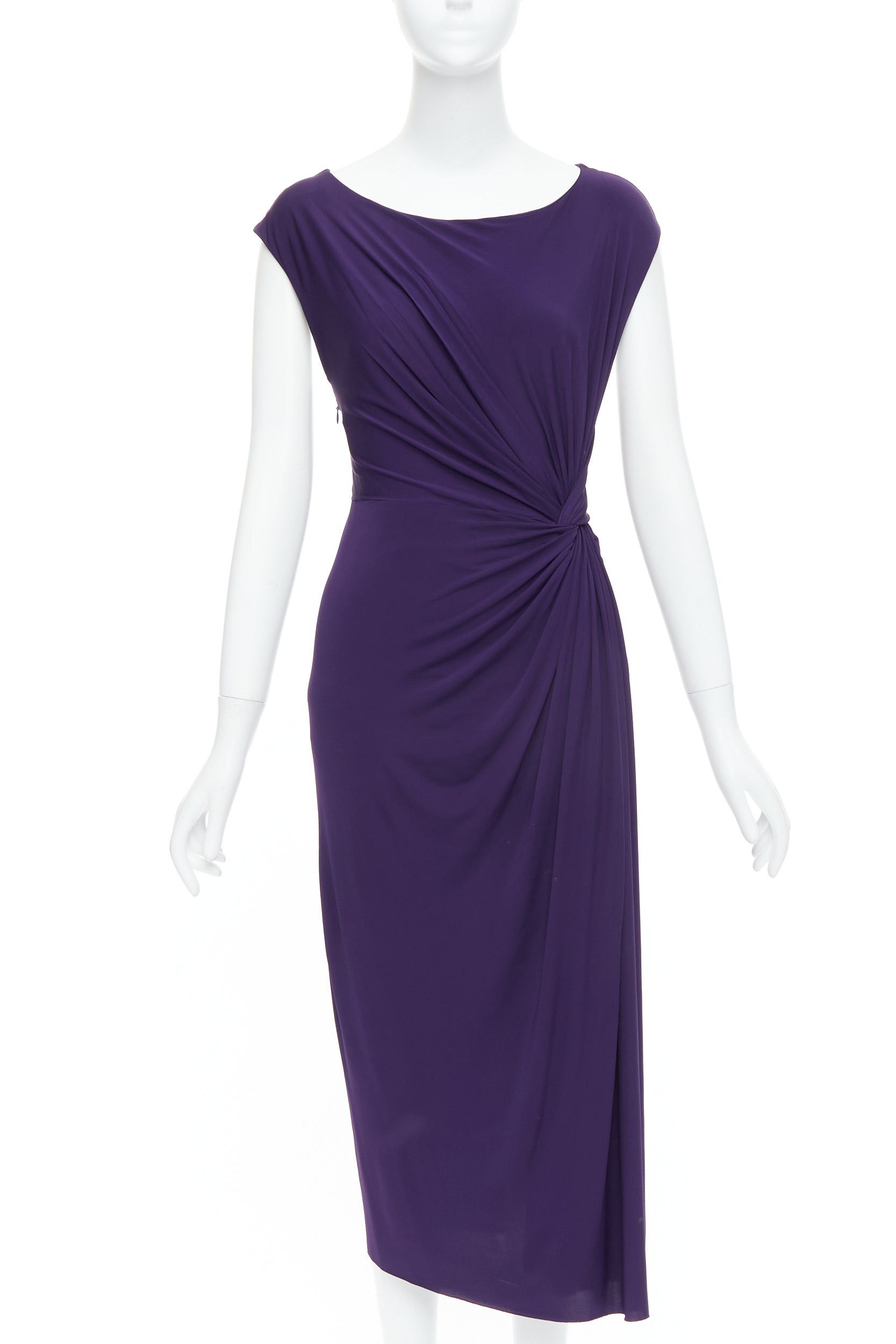 Donna Karan DONNA KARAN purple draped side knot criss cross back grecian dress L Size M / US 6-8 / IT 42-44 - 1 Thumbnail
