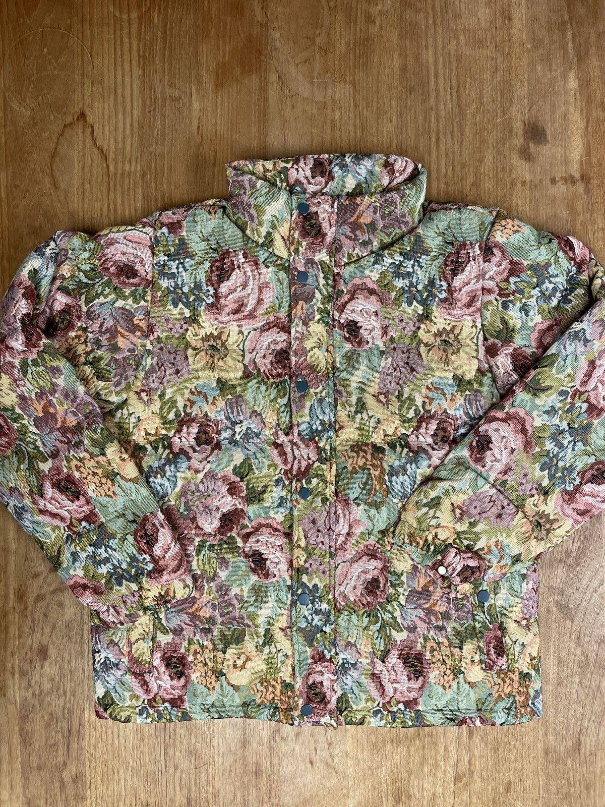 image of Golf Wang x Tyler The Creator Gold Garden Puffer Jacket in Pink, Men's (Size Medium)