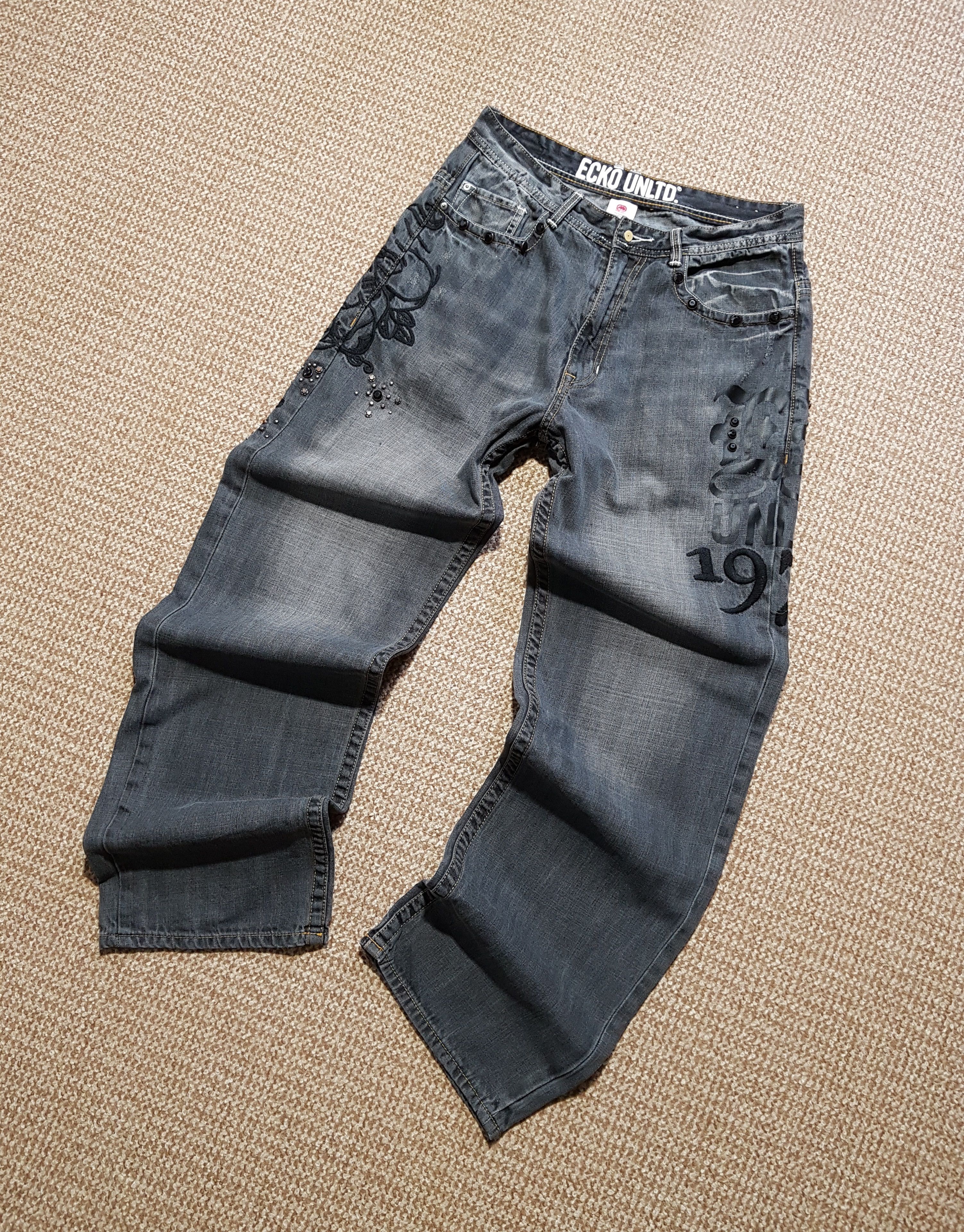 Ecko Unltd y2k Vintage Wide Baggy Rap Denim Jeans sz W34