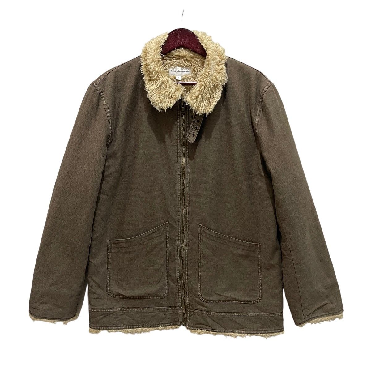 Vintage Vtg 90s Bobson International Shearling Zipper Chore Jacket Size US L / EU 52-54 / 3 - 2 Thumbnail