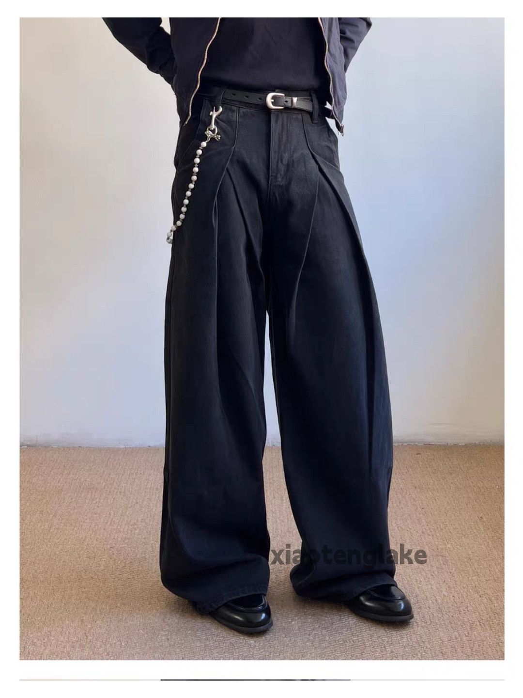 Jean Custom unisex patchwork pleated loose baggy flared jeans Size US 28 / EU 44 - 2 Thumbnail
