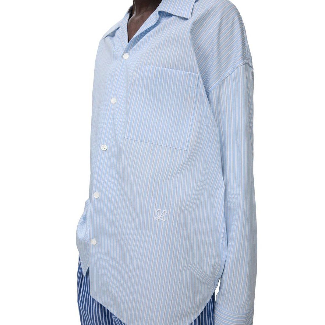 Loewe LOEWE Striped Oversized Bowling Collar Light Blue Navy Cotto Size US XL / EU 56 / 4 - 3 Thumbnail