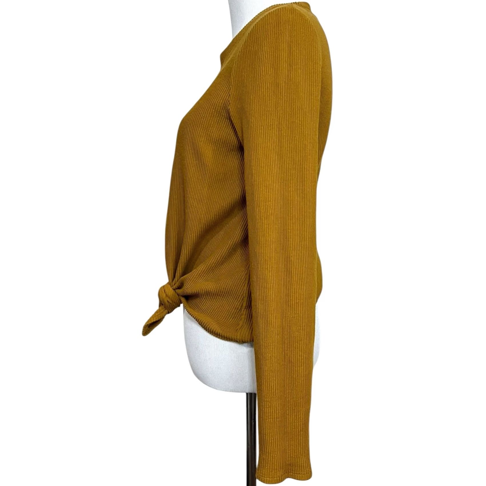 Madewell Madewell Texture & Thread Knot-Front Top Egyptian Gold Long Sleeve Sz M T-Shirt Women Modern Knit Knitwear Rolling Tie-Front? Size M / US 6-8 / IT 42-44 - 5 Thumbnail