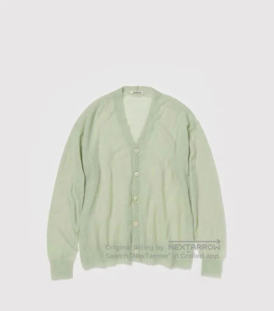 Auralee Green V-Neck Button-Front Knit Cardigan. Size US L / EU 52-54 / 3 - 1 Thumbnail