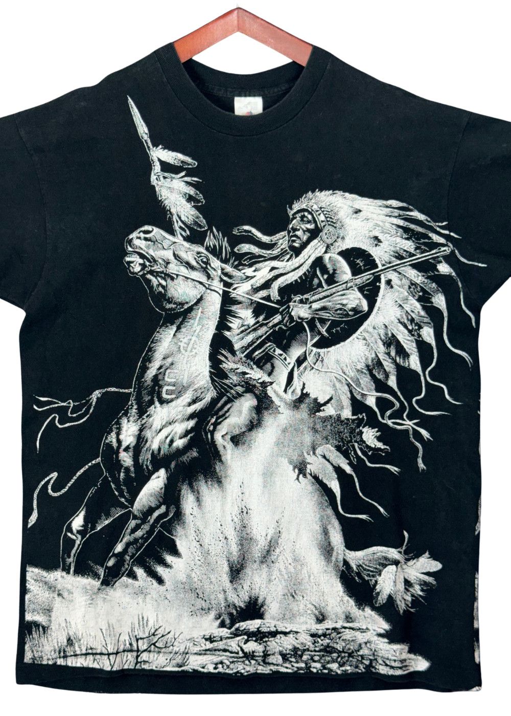VTG 90s Native American Warrior Single Stitch FOTL Canada XL image 5