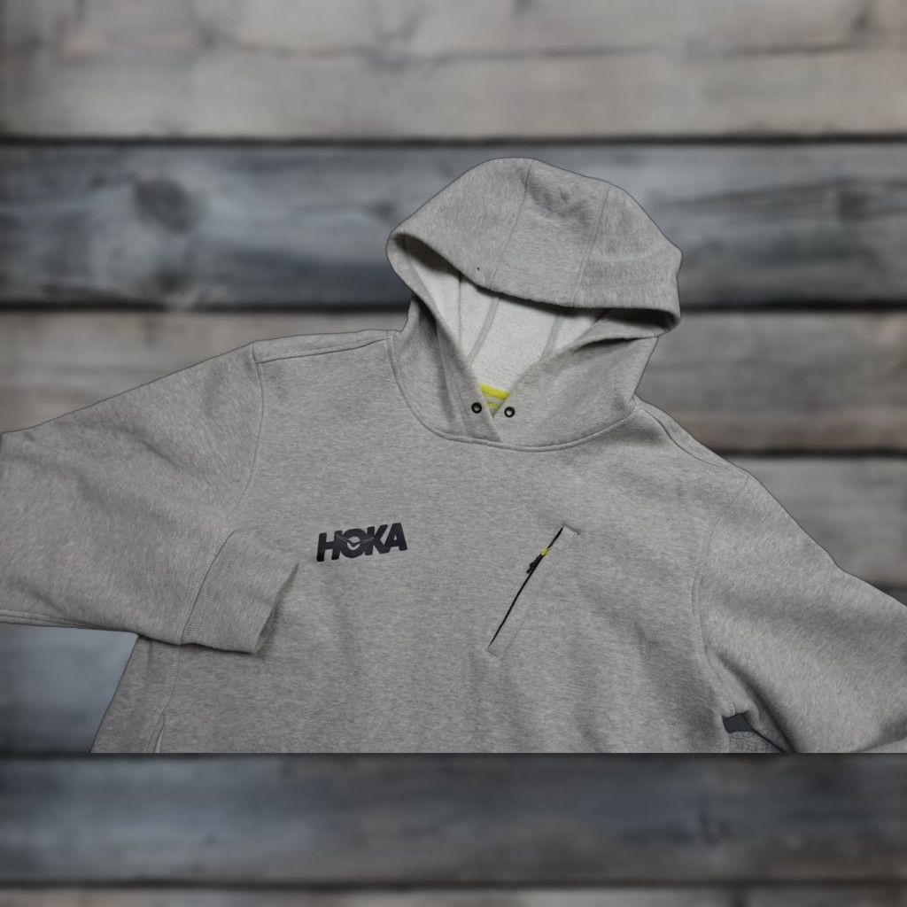 Vintage HOKA ONE ONE Sweatshirt Mens M Gray Fleece Pullover Hooded Pocket Logo Running Pullover Hoodie Jacket Bloodlines? Size US M / EU 48-50 / 2 - 1 Thumbnail
