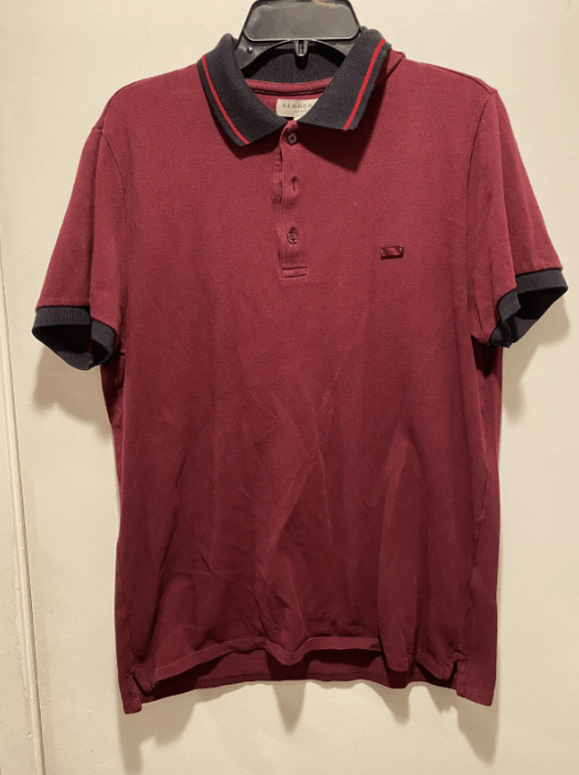 Burberry Men's Polo Shirt Burgundy Red XL Slim Fit