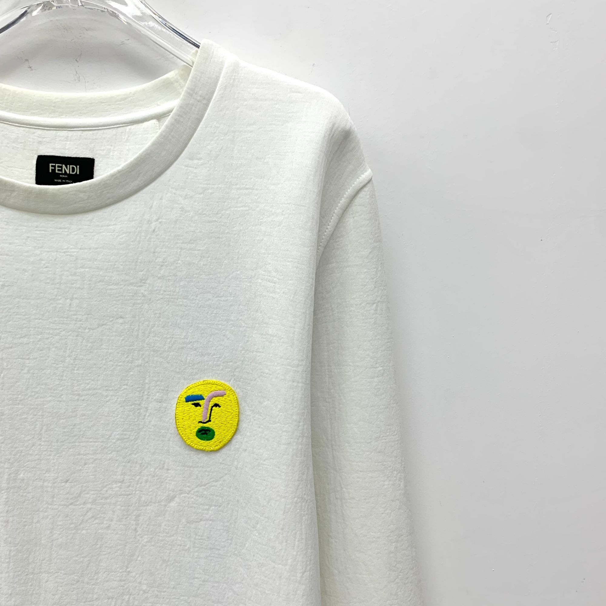 Fendi Fendi White Round-Neck Long-Sleeve Sweatshirt With Flocked P Size US L / EU 52-54 / 3 - 7 Thumbnail