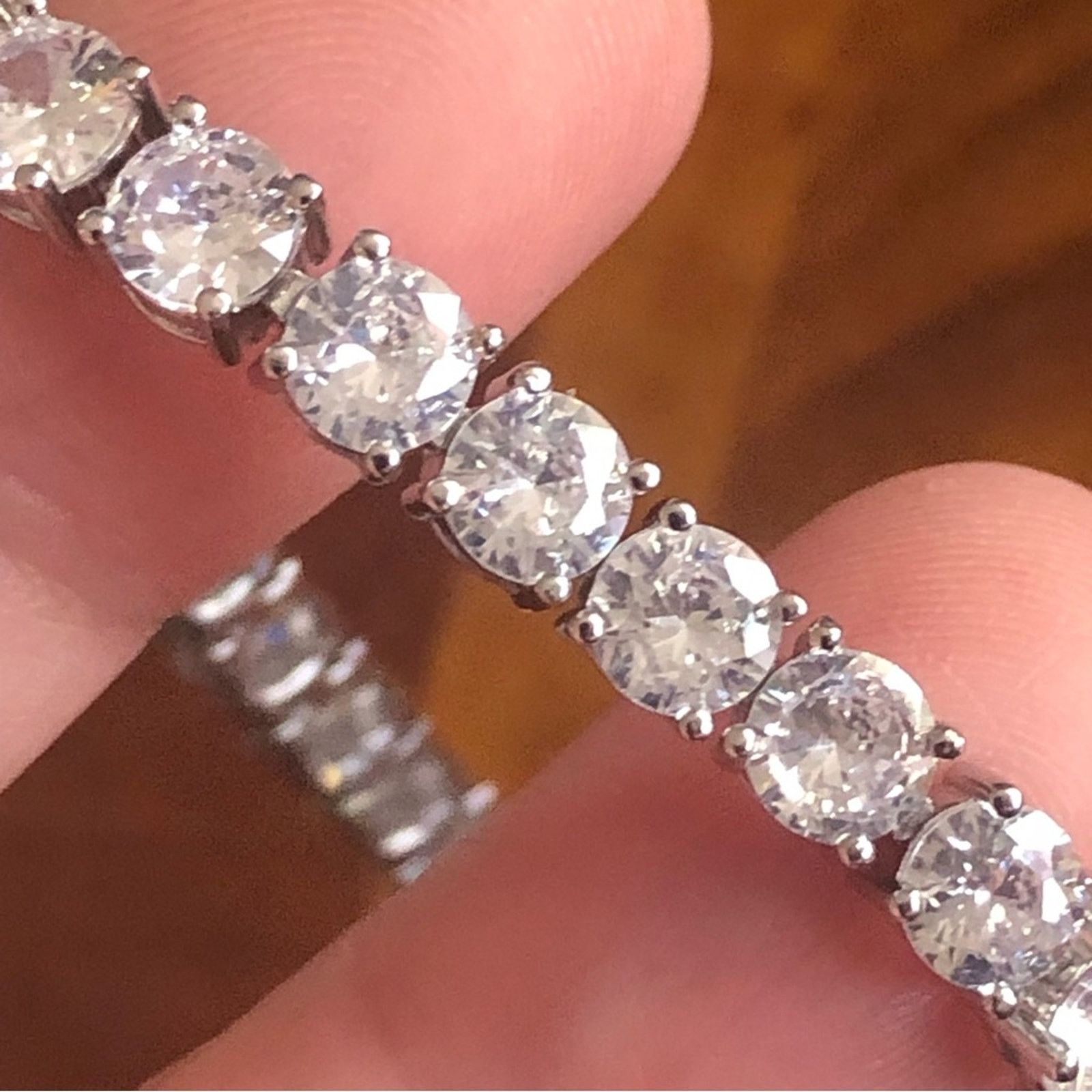 Jewelry Men’s 5mm round cubic zirconia 14k silver plated bracelet 9” Size ONE SIZE - 7 Thumbnail