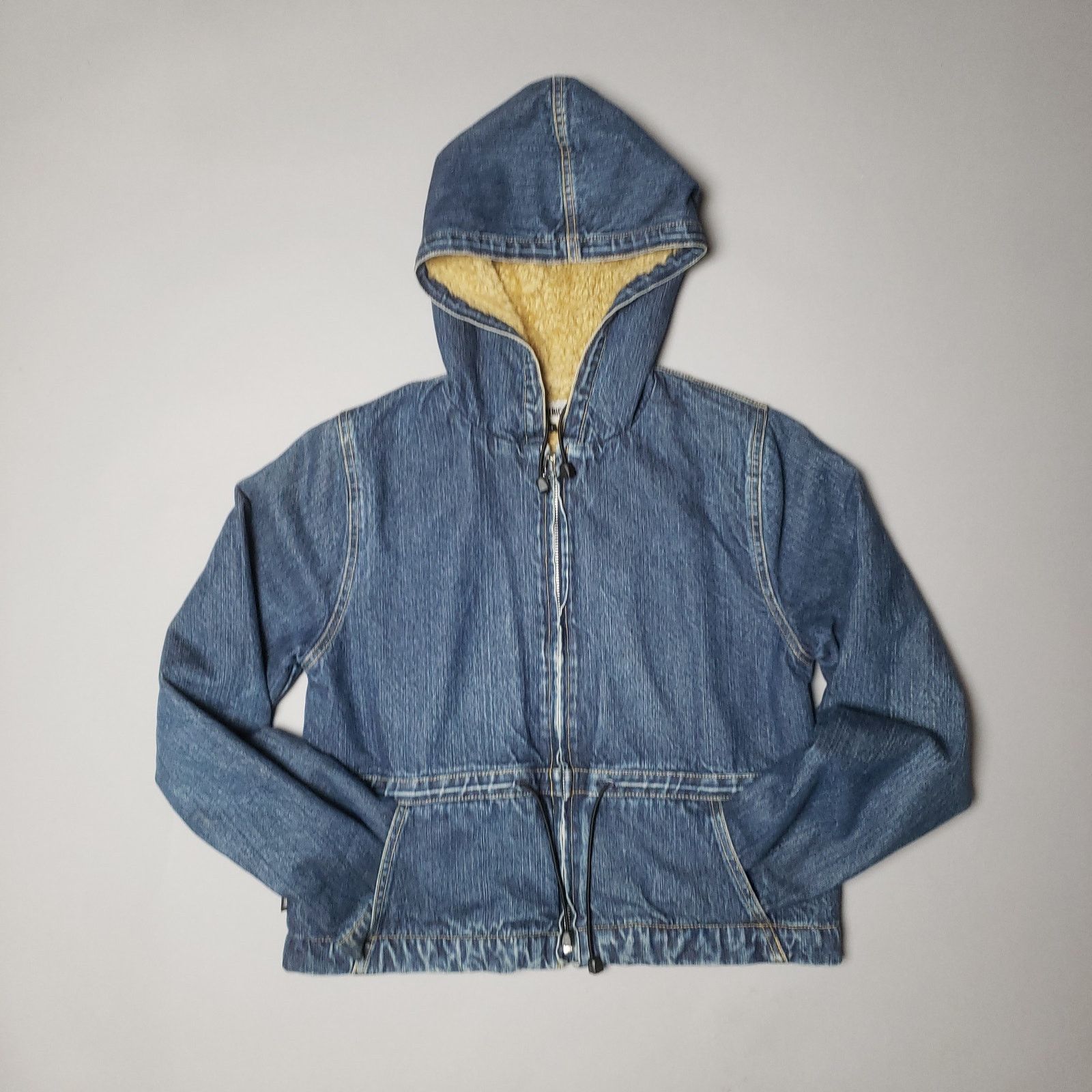 Vintage Vtg RARE Americanino Sherpa Denim cropped Zip up Hoodie Size M / US 6-8 / IT 42-44 - 8 Thumbnail