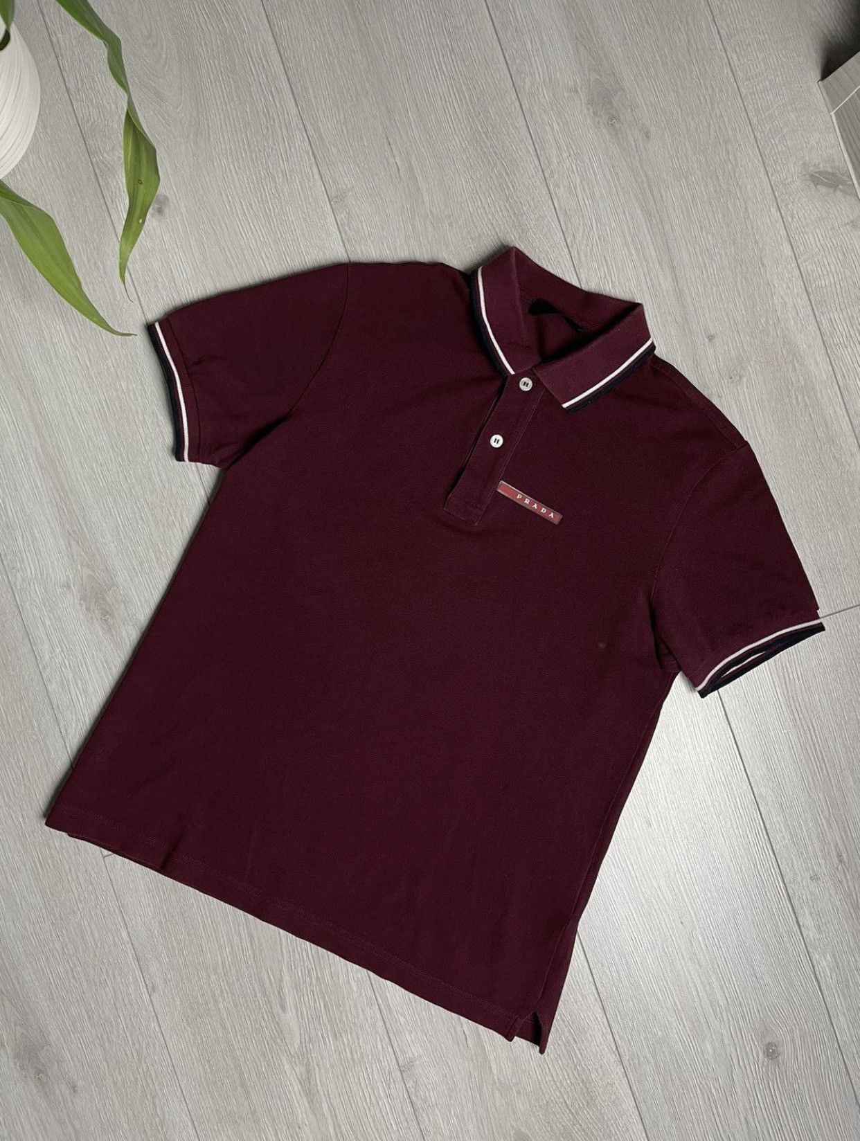Prada Prada Red Tab Burgundy Polo Shirt Size US S / EU 44-46 / 1 - 1 Thumbnail