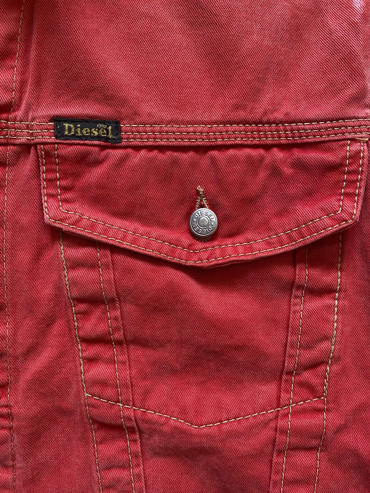 Diesel × Vintage Vintage Women Diesel Red Trucker Denim 90s Jacket Vest Size M / US 6-8 / IT 42-44 - 3 Thumbnail