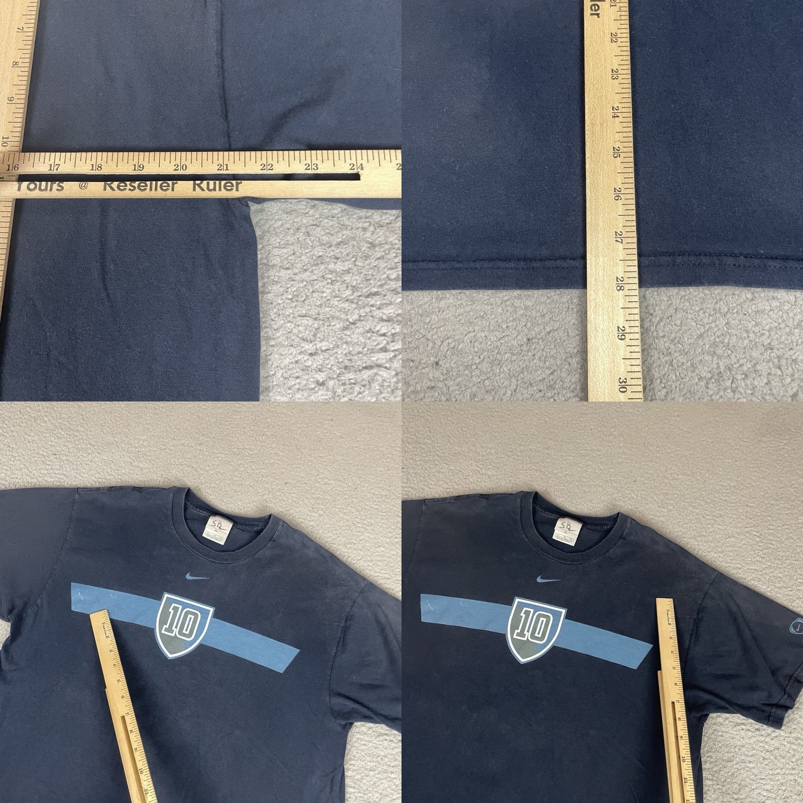 Nike VINTAGE Nike T Shirt Mens XL Blue Gray Tag Center Swoosh Vtg Shield Rare Check 90s Nike Swoosh Logo Shirt Mens XL Blue Gray Check Pattern Short Sleeve Size US XL / EU 56 / 4 - 8 Thumbnail