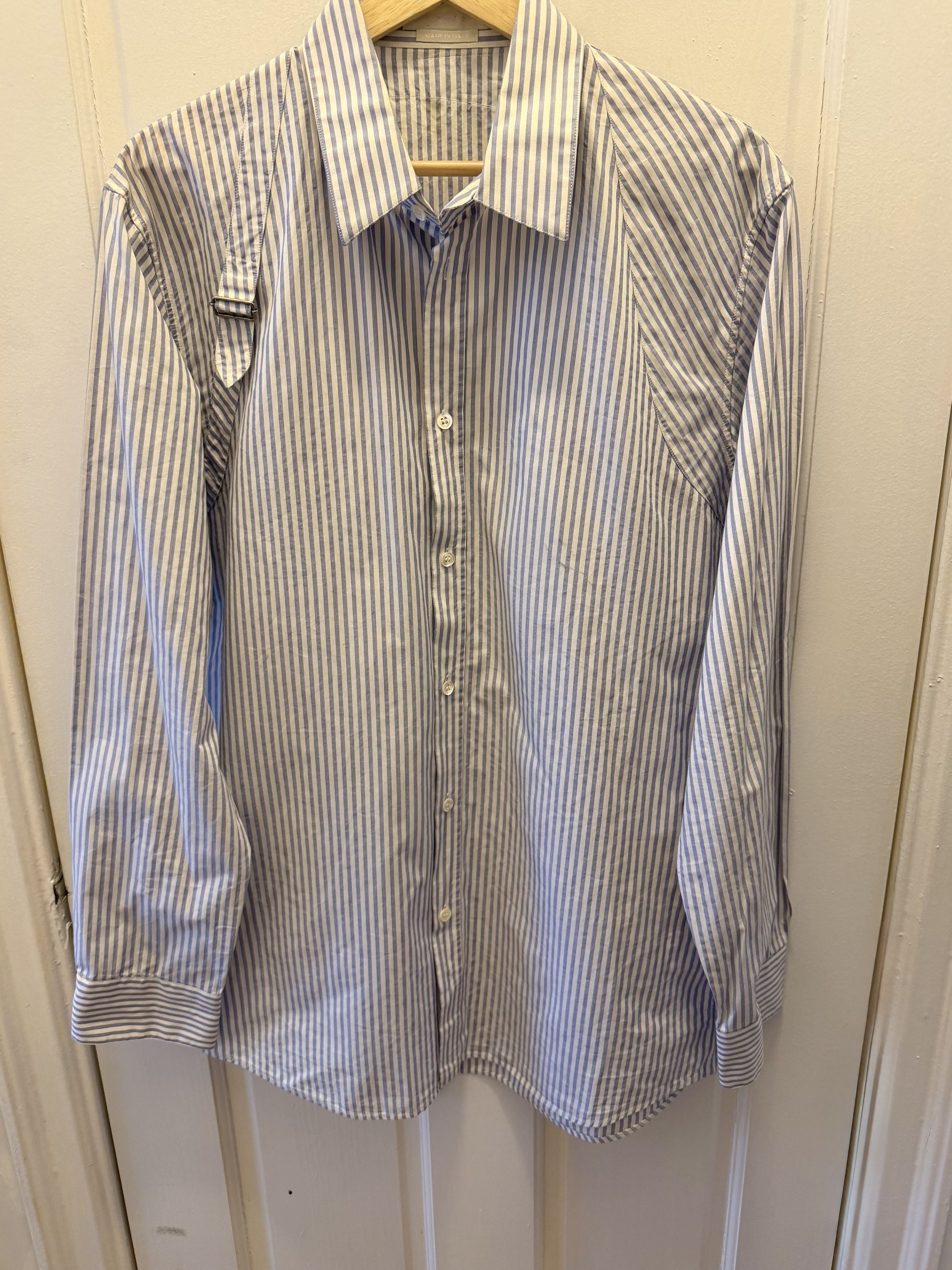 Mainline $920 Striped Strapped Button Up Shirt