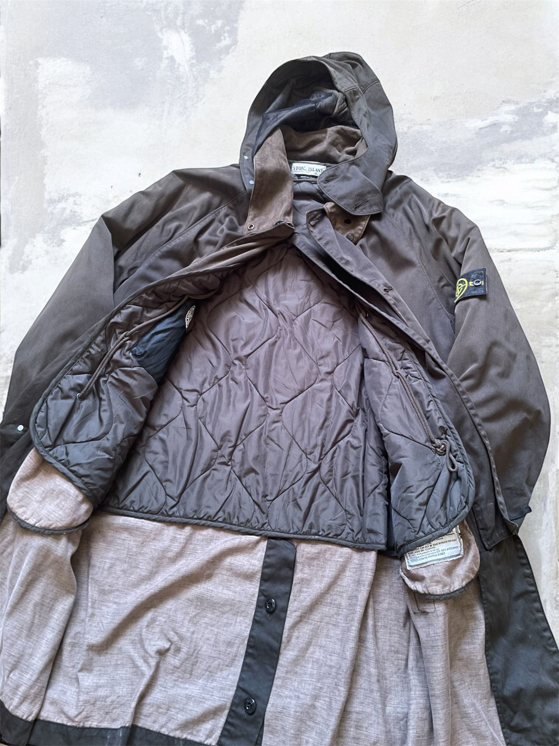 Vintage Stone Island Raso Gommato Trench Parka Hooded Jacket