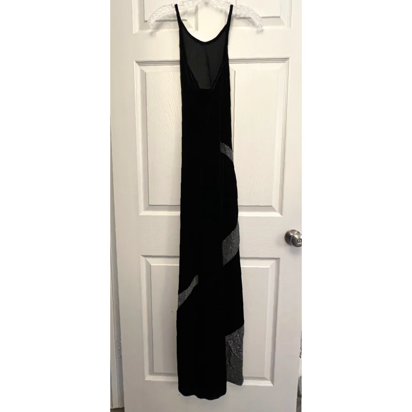 Vintage Jump By Wendy Chaitin Maxi Evening Dress Black Glitter Crossback Size 9/10 Womens/Mens? Size M / US 6-8 / IT 42-44 - 7 Thumbnail