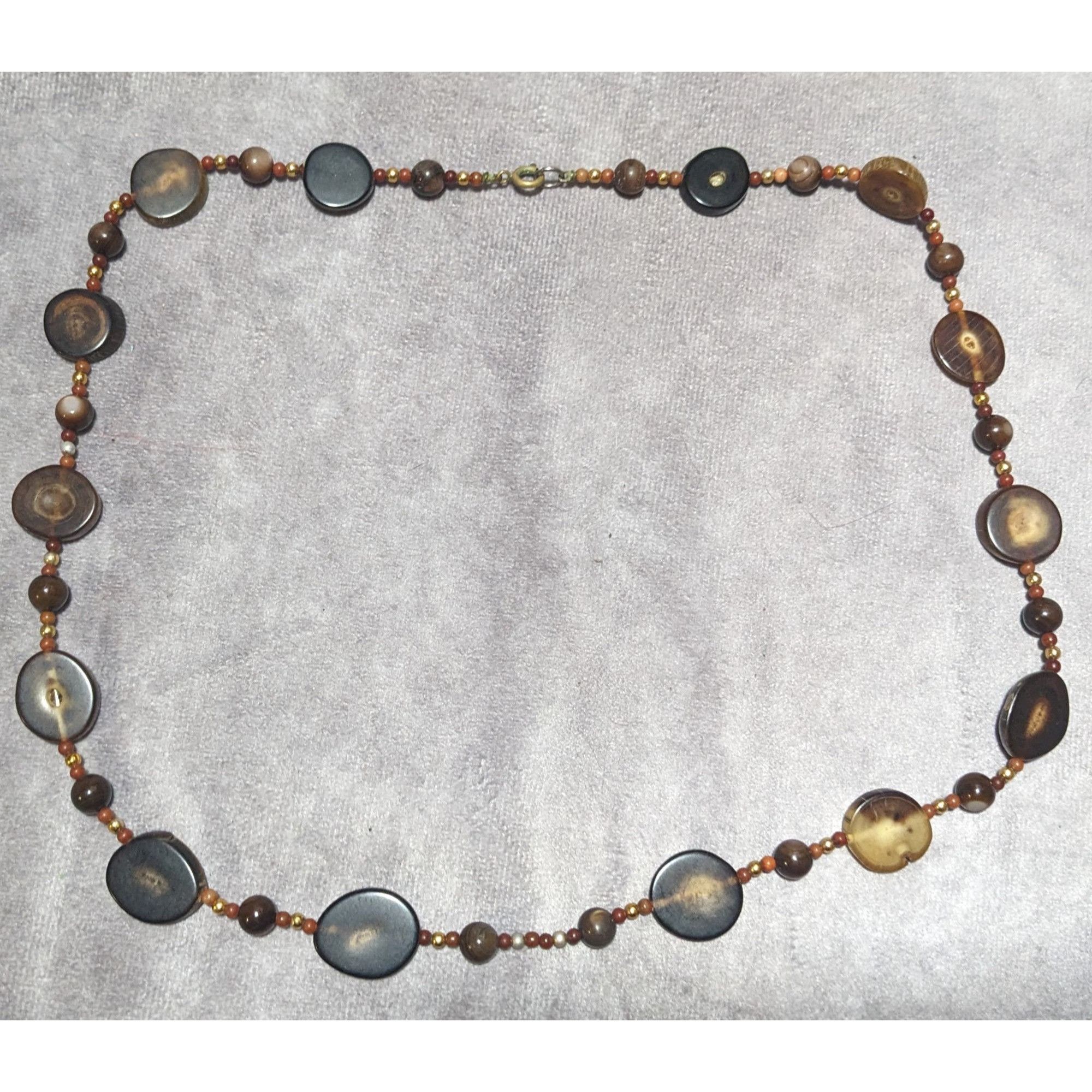 Other Vintage Polished Wood Slice Beaded Necklace Size ONE SIZE - 8 Thumbnail