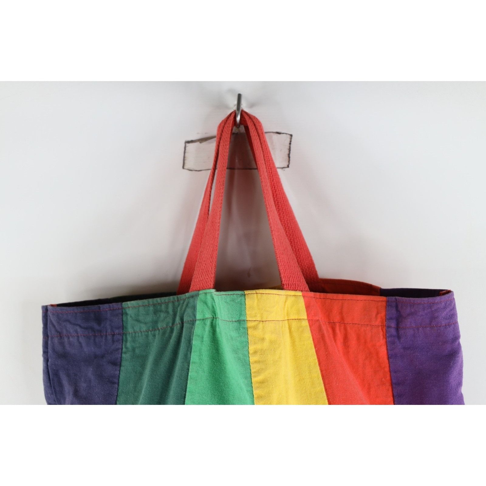 Vintage Vintage 90s Streetwear Rainbow Striped Lined Canvas Tote Bag Size ONE SIZE - 2 Thumbnail