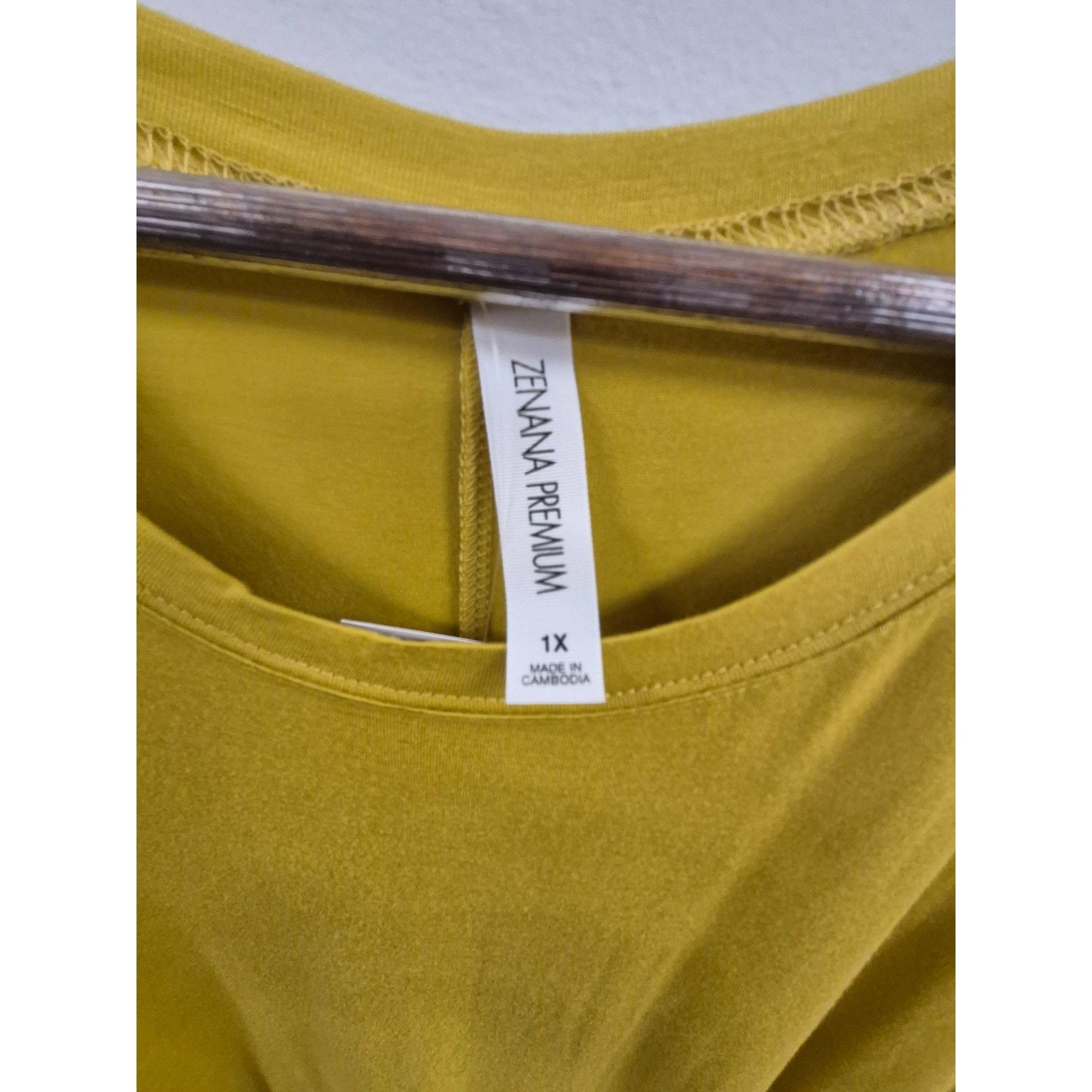 Other Premium Rayon Short Sleeve Round Hem & Neck MUSTARD 1X Size M / US 6-8 / IT 42-44 - 2 Thumbnail
