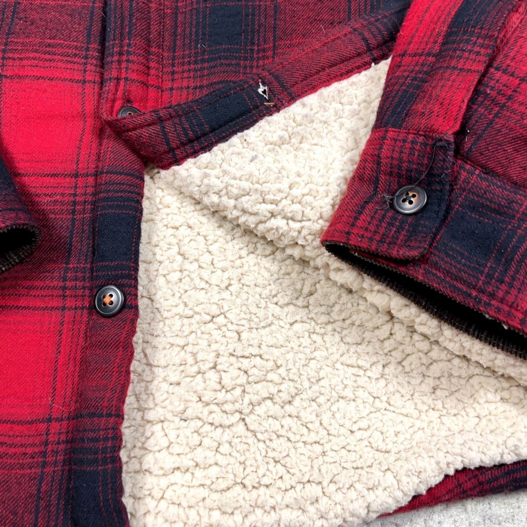Vintage Field & Stream Shacket Men M Red Plaid Flannel Shirt Jacket Sherpa Lined Regular Jacket Size US M / EU 48-50 / 2 - 5 Thumbnail