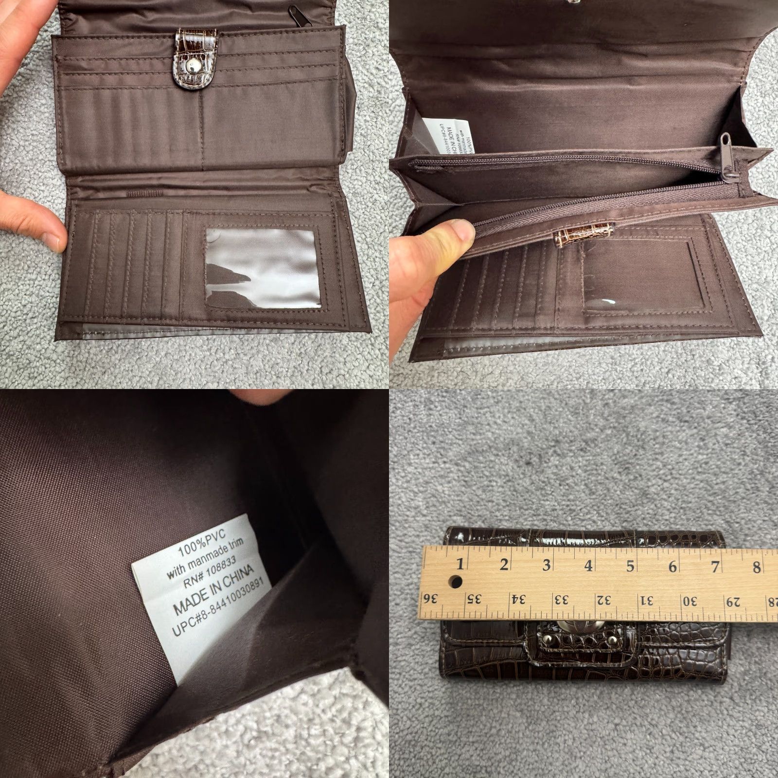 Vintage VINTAGE Faux Leather Croc Embossed Long Wallet Clutch Card Slot Brown Women's Wallet Classic Size ONE SIZE - 8 Thumbnail
