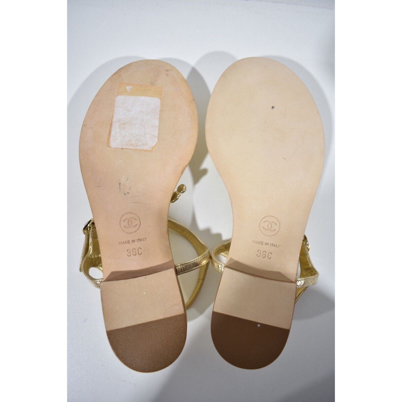 Chanel Chanel 19P Gold Metallized Lambskin CC Logo Mule Slide Size US 6 / IT 36 - 12 Thumbnail