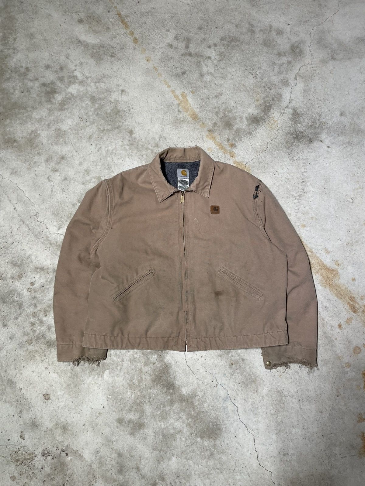 Carhartt × Vintage Carhartt Detroit Jacket Distressed Thrashed Sand Size US XXL / EU 58 / 5 - 1 Thumbnail