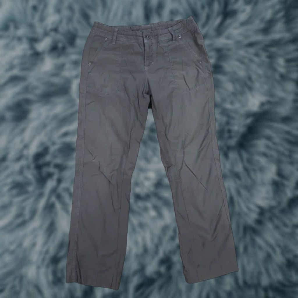 Vintage Kuhl Pants Womens 10 Gray Beige Cotton Blend Performance Stretch Pockets Cargo Drawstring 32x30 Regular Flat Front Zip 9-11 Inseam 30" Size 32" / US 10 / IT 46 - 1 Thumbnail