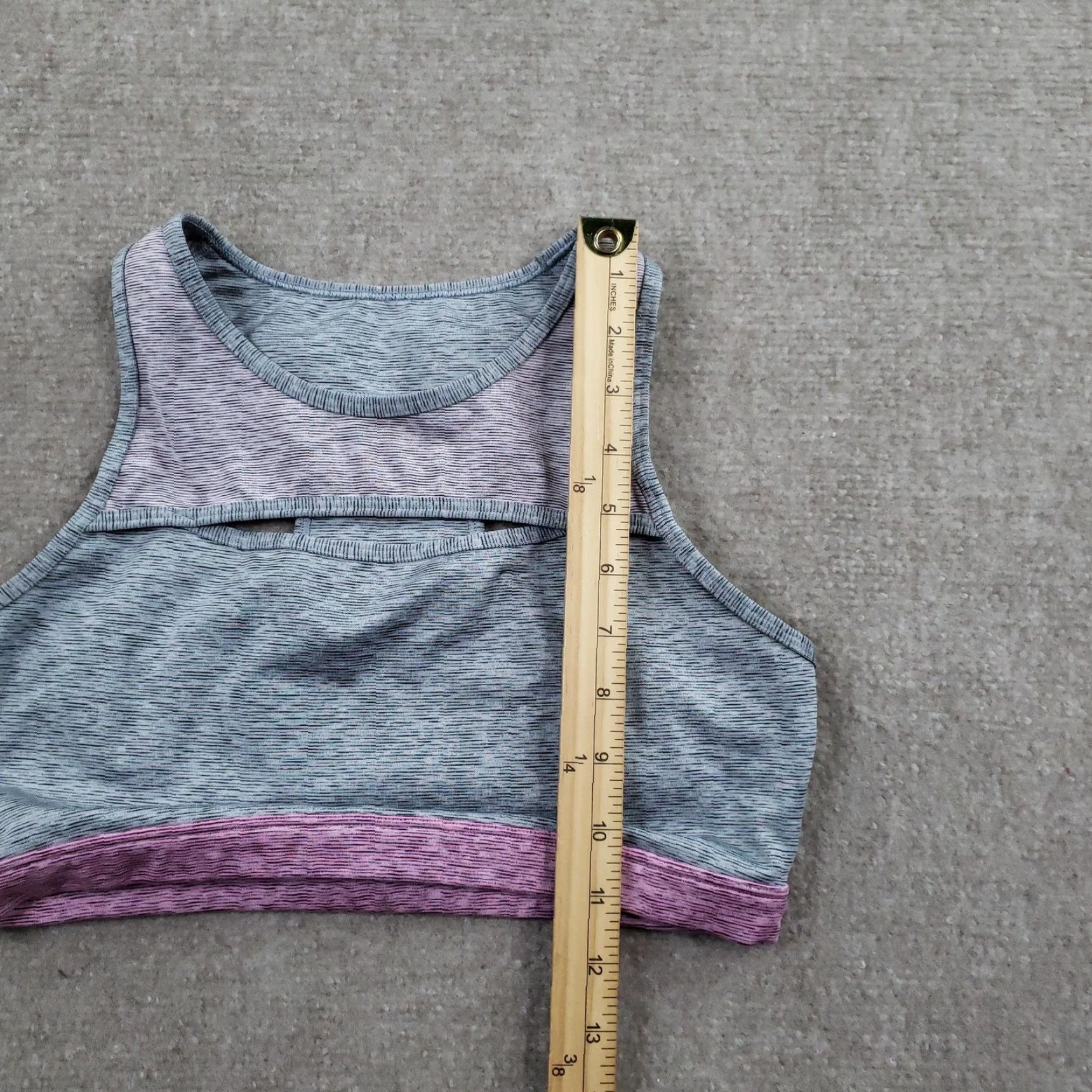 Vintage GapFit Sports Bra Womens M Gray Pink Keyhole Racerback Yoga Stretch Size ONE SIZE - 3 Thumbnail