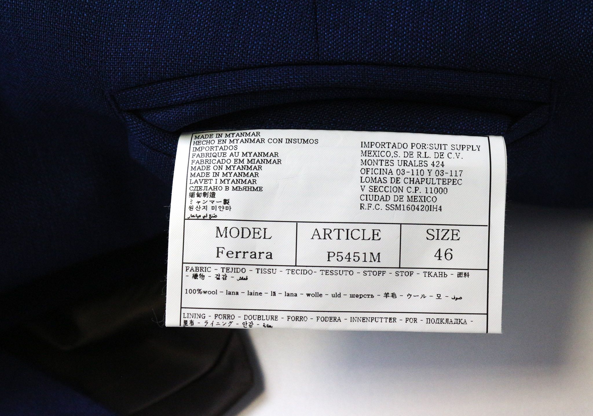 Suitsupply FERRARA UK36R Blue Wool Slim Suit 75037 Size 36R - 7 Thumbnail